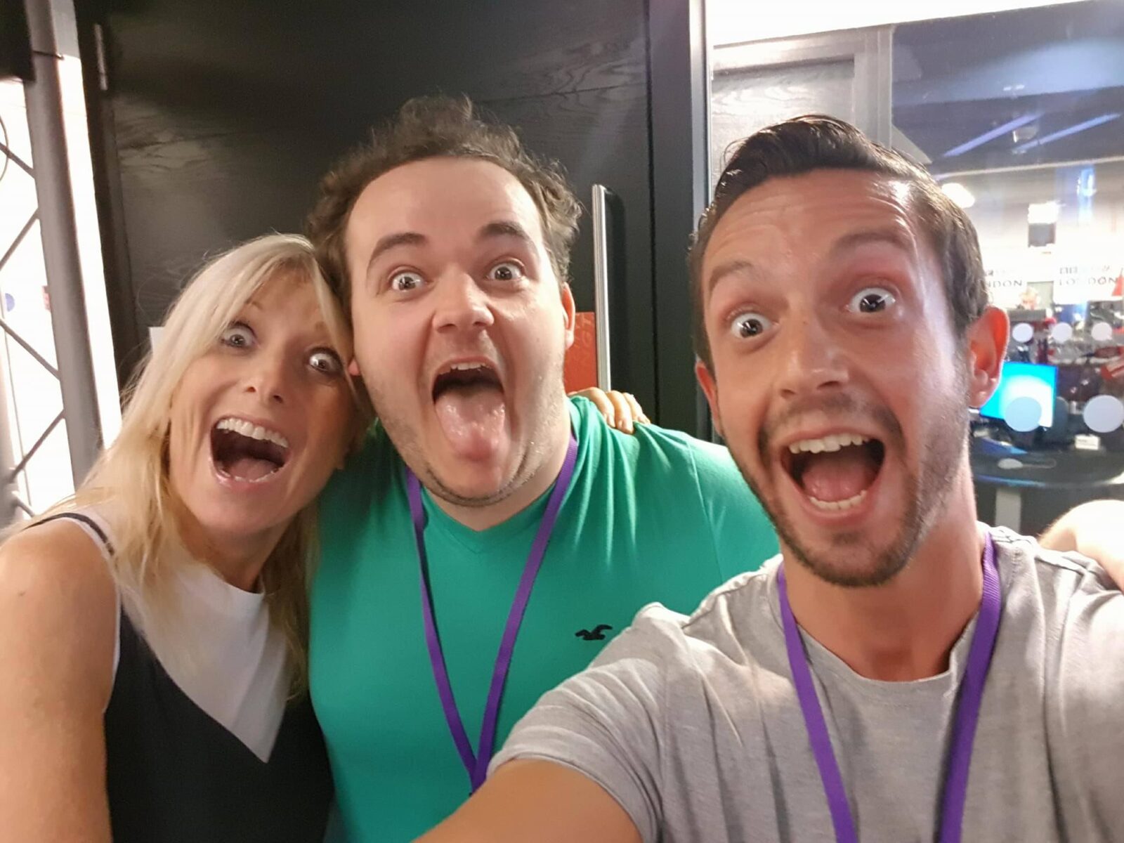 Als letzter Termin heute steht ein Pressetermin mit meinem Show-Ehemann Joel Montague (hier mit BBC-Radiomoderatorin Gaby Roslin) auf dem Programm.