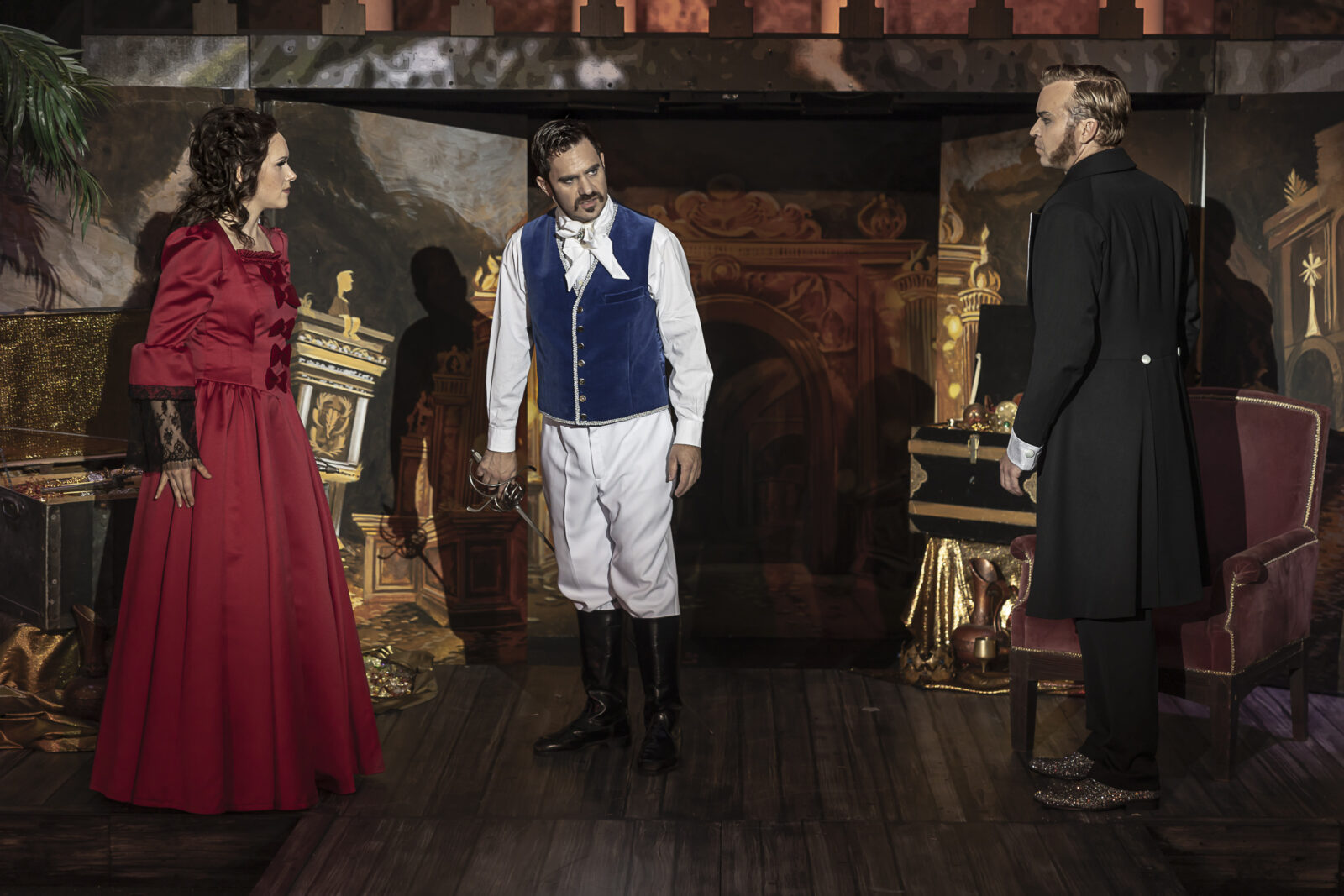 Christina Maria Gass (Mercédès), André Gass (Fernand Mondego), Jannik Harneit (Edmond Dantès) ©André Leischner