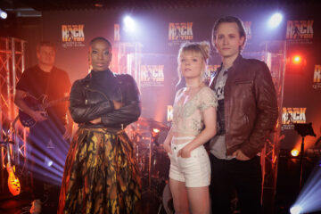 Kasper Nilsson (Galileo), Isabel Waltsgott (Scaramouche) und Aisata Blackman (Killerqueen) beim Presse-Event zur Castbekanntgabe von "We Will Rock You" &copy; Jan Potente