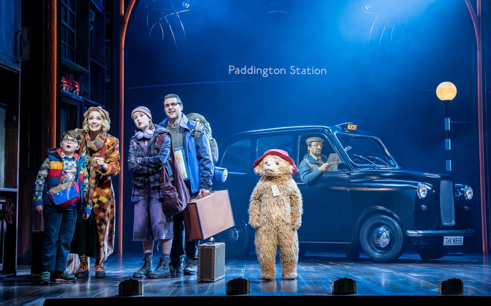 Stevie Hare (Jonathan Brown), Amy Ellen Richardson (Mrs. Brown), Delilah Bennett-Cardy (Judy Brown), Adrian Der Gregorian (Mr. Brown), Arti Shah and James Hameed (Paddington), Tom Edden (Mr Curry) &copy; Johan Persson